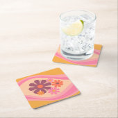 Floral DayDream Retro Flower Pattern Pink Oranje Kartonnen Onderzetters (Insitu)