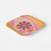 Floral DayDream Retro Flower Pattern Pink Oranje Papieren Bordje (Gebogen)