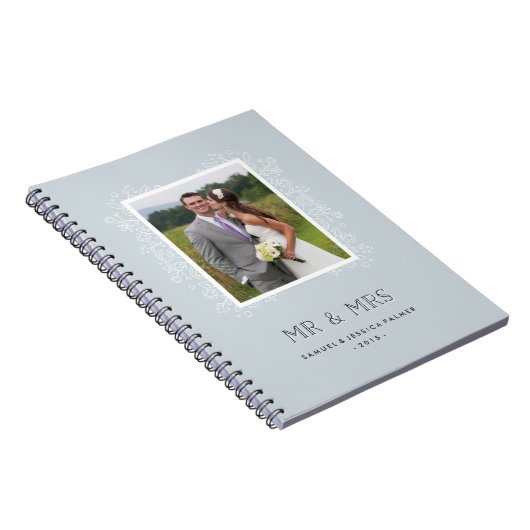 Floral de heer & Mrs Journal - Powder Blue Notitieboek (Rechterzijde)