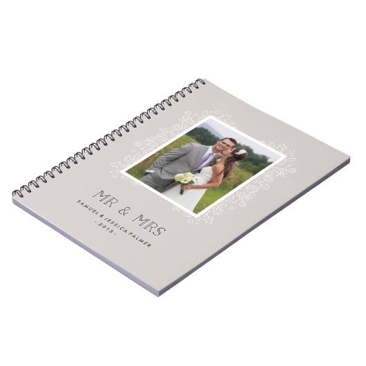 Floral de heer & Mrs Journal - Taupe Notitieboek (Linkerzijde)