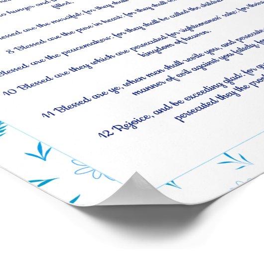 Floral de Manuscript van de Grens Poster Matthew 5 (Hoek)