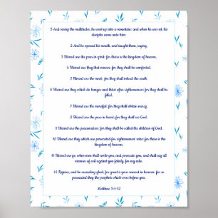 Floral de Manuscript van de Grens Poster Matthew 5