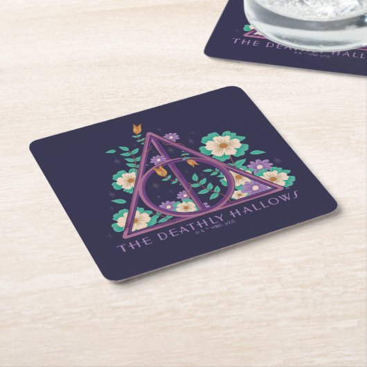 Floral Deathly Hallows Graphic Kartonnen Onderzetters (Schuin)