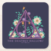 Floral Deathly Hallows Graphic Kartonnen Onderzetters (Voorkant)