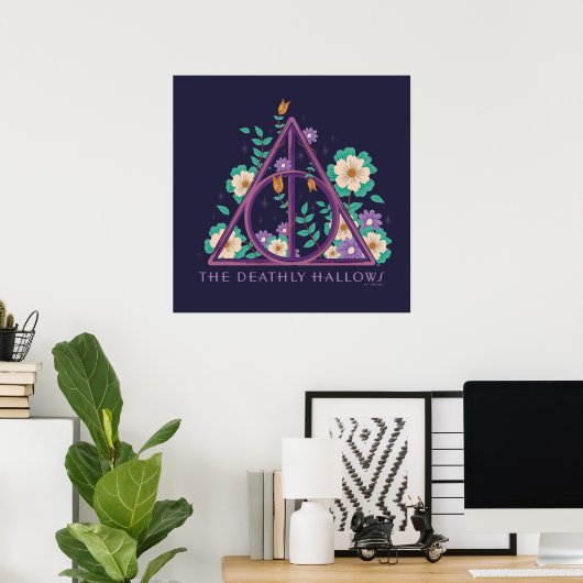 Floral Deathly Hallows Graphic Poster (Thuiskantoor)