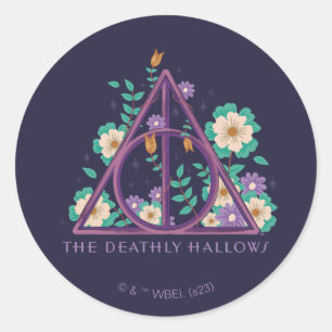 Floral Deathly Hallows Graphic Ronde Sticker