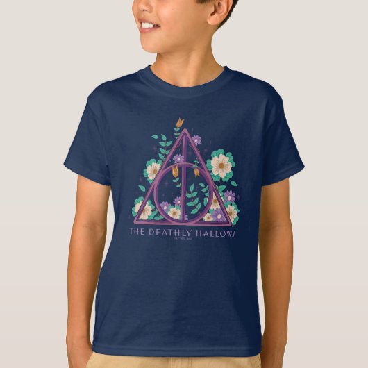 Floral Deathly Hallows Graphic T-shirt (Voorkant)