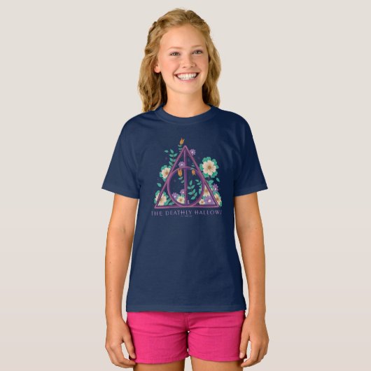 Floral Deathly Hallows Graphic T-shirt (Voorkant volledig)