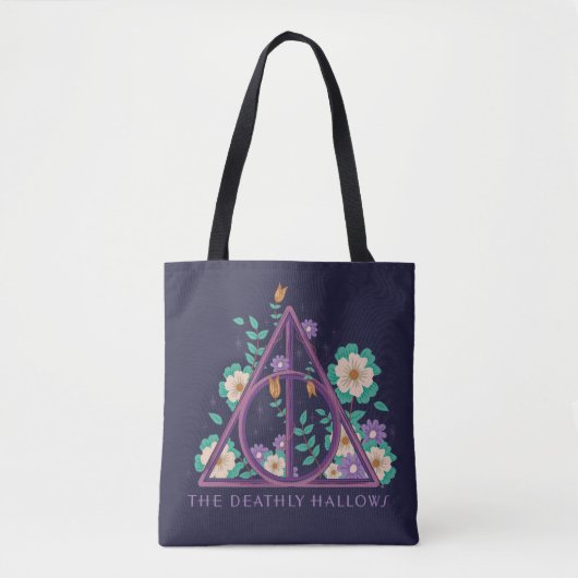 Floral Deathly Hallows Graphic Tote Bag (Voorkant)