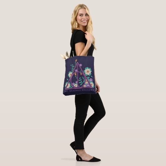 Floral Deathly Hallows Graphic Tote Bag (Op model)