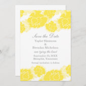 Floral Decadence Save the Date Invite, Yellow (Voorkant / Achterkant)