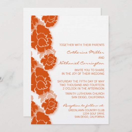 Floral Decadence Wedding Invitation Kaart (Voorkant / Achterkant)
