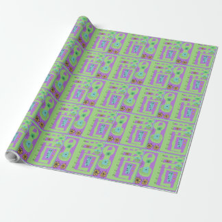 Floral Decal Ethnic Print Green Paars Black Cadeaupapier