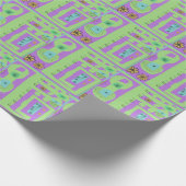 Floral Decal Ethnic Print Green Paars Black Cadeaupapier (Hoek)