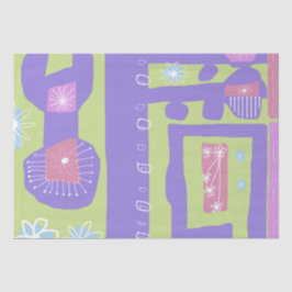 Floral Decal Ethnic Print Paars Green White Tissuepapier