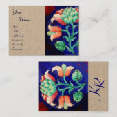 FLORAL DECOR MONOGRAM Fantasy Flower Kraft Visitekaartje (Voorkant / Achterkant)