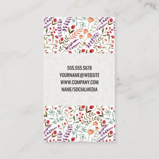 Floral decoratief patroon | Make-up Foundation Visitekaartje (Achterkant)