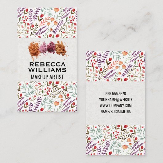 Floral decoratief patroon | Make-up Foundation Visitekaartje (Voorkant / Achterkant)