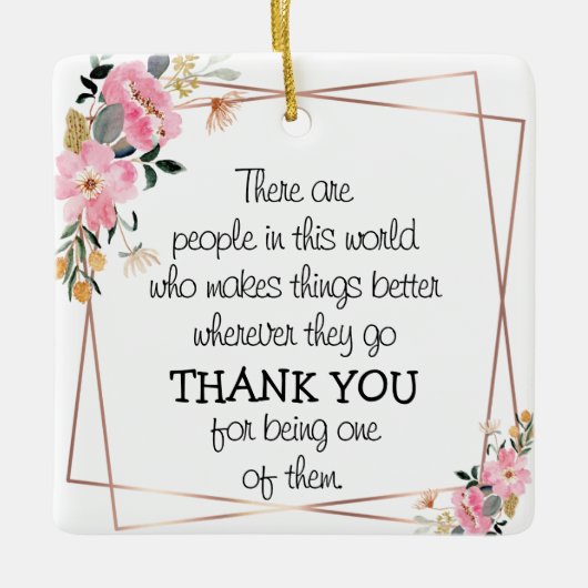 Floral Decoration with Thank You Message Keramisch Ornament (Voorkant)