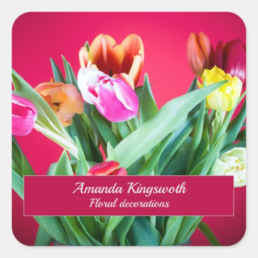 Floral decorations met aanpasbare tekst vierkante sticker (Voorkant)