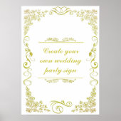 Floral Decorative Border Wedparty Sign Poster (Voorkant)