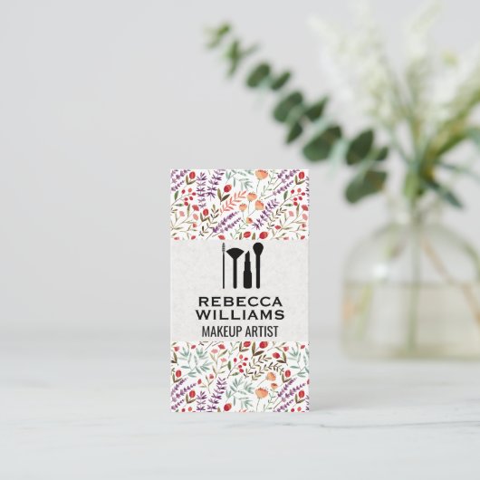 Floral Decorative Pattern | Makeup Kit Visitekaartje (Staand voorkant)