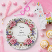 Floral Decorative Wreath Papieren Bordje (Feest)