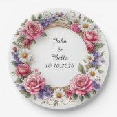 Floral Decorative Wreath Papieren Bordje (Voorkant)