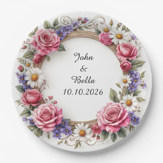 Floral Decorative Wreath Papieren Bordje (Voorkant)