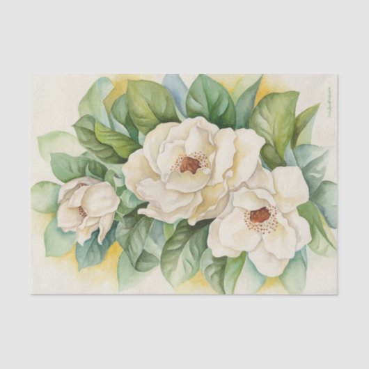 Floral Decoupage Magnolia White Waterverf Tissuepapier (Voorkant)