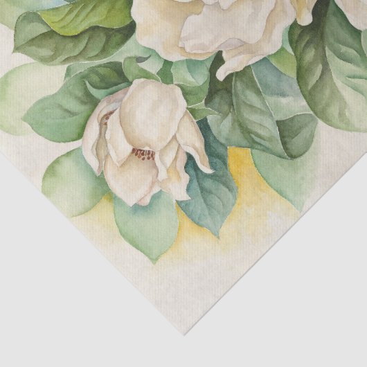 Floral Decoupage Magnolia White Waterverf Tissuepapier (Detail)