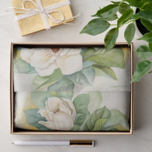 Floral Decoupage Magnolia White Waterverf Tissuepapier (Geschenk)