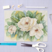 Floral Decoupage Magnolia White Waterverf Tissuepapier (Craft)