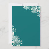  Floral Deep Emerald Ivory Wedding Invites Kaart (Achterkant)