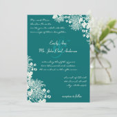  Floral Deep Emerald Ivory Wedding Invites Kaart (Staand voorkant)