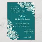  Floral Deep Emerald Ivory Wedding Invites Kaart (Voorkant / Achterkant)