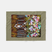 Floral Deer Antler Art over Fleece Blanket 30x40 (Voorkant (Horizontaal))
