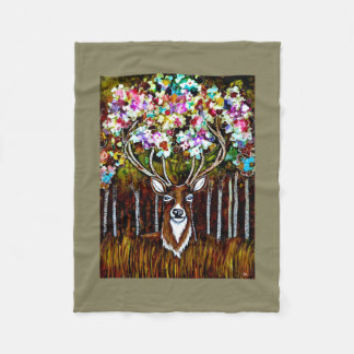 Floral Deer Antler Art over Fleece Blanket 30x40 Deken