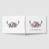 Floral Deer Antler Bouquet Rustic Wedding Monogram Gastenboek (Volledig)