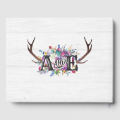 Floral Deer Antler Bouquet Rustic Wedding Monogram Gastenboek (Achterkant)