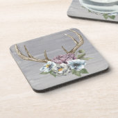 Floral Deer Antlers Bier Onderzetter (Linkerzijde)