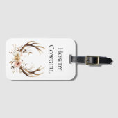 Floral Deer Antlers Cowgirl Bagagelabel (Voorkant (horizontaal))