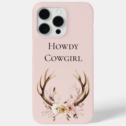 Floral Deer Antlers Cowgirl Case-Mate iPhone Case (Achterkant)