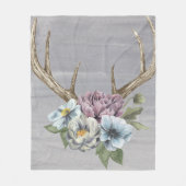 Floral Deer Antlers Fleece Deken (Voorkant)