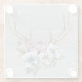 Floral Deer Antlers Glazen Onderzetter (Achterkant)
