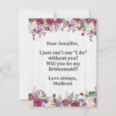 Floral Deer Antlers, je wordt mijn bruidsmeisje Kaart (Achterkant)