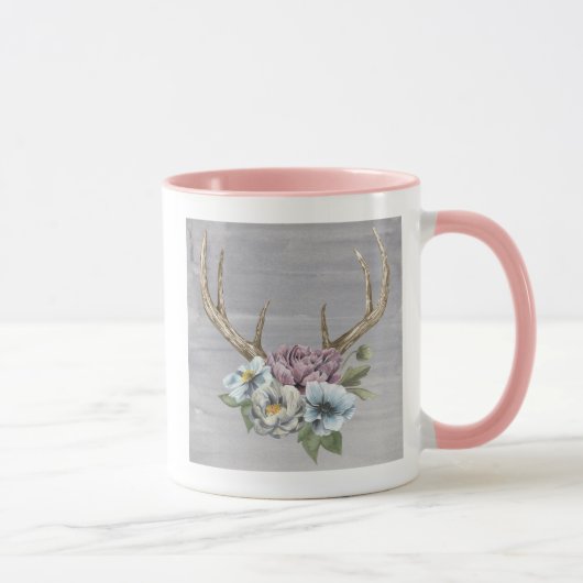 Floral Deer Antlers Mok (Rechts)