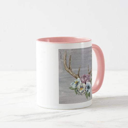 Floral Deer Antlers Mok (Voorkant rechts)
