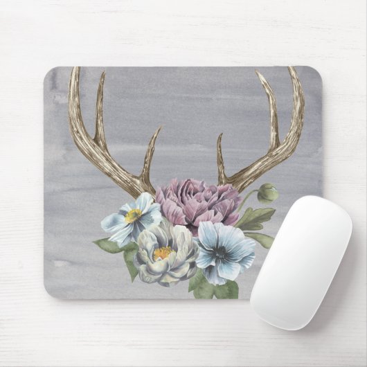 Floral Deer Antlers Muismat (Met muis)