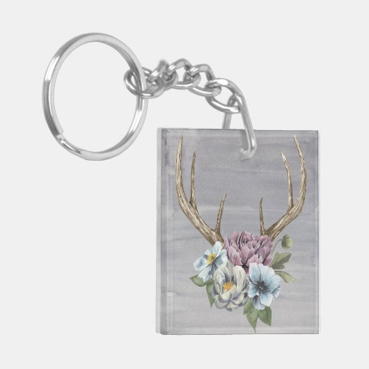 Floral Deer Antlers Sleutelhanger (Voorkant Links)